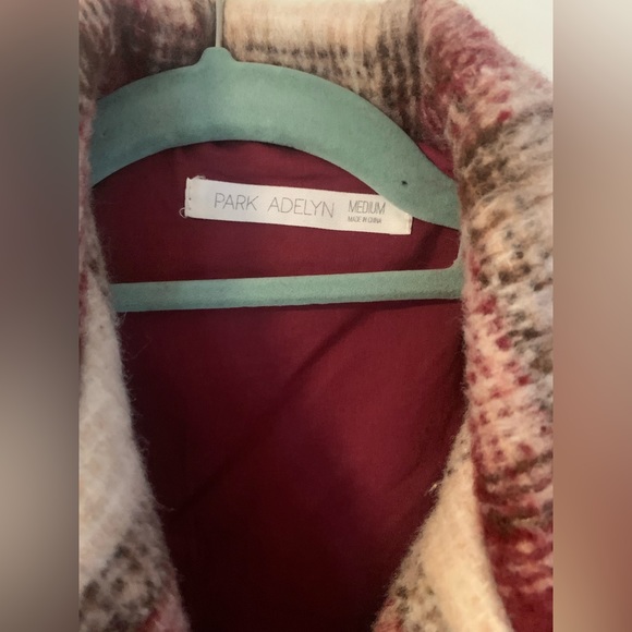 Park Adelyn plaid shacket- red, brown, cream- size M - Picture 2 of 5